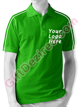 Designer Emerald Green and White Color Polo T Shirts With Company Logo